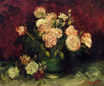 Vincent Van Gogh : Bowl with Peonies and Roses